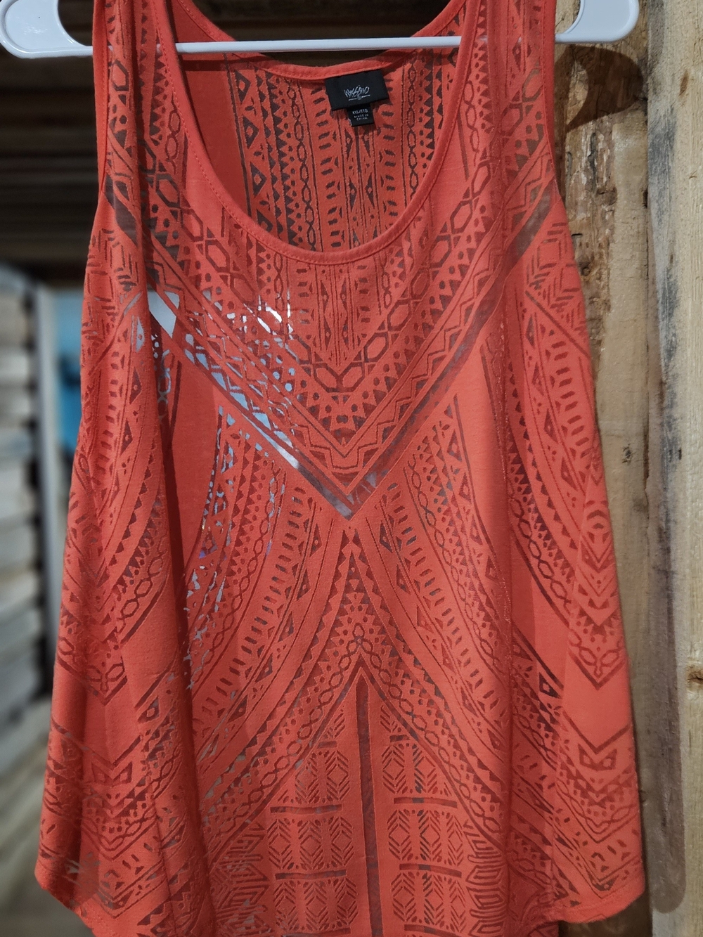 Hang Ten Coral-Red Laser Cut Sleeveless Tank